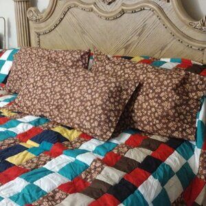Handmade Queen Quilt + 3 Custom Pillowcases | One-of-a-Kind